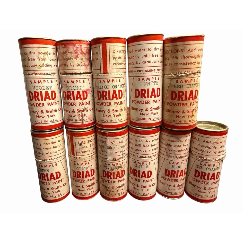 11 Vintage Canisters Driad Powder Paint By Binney & Smith Of Crayola Rare